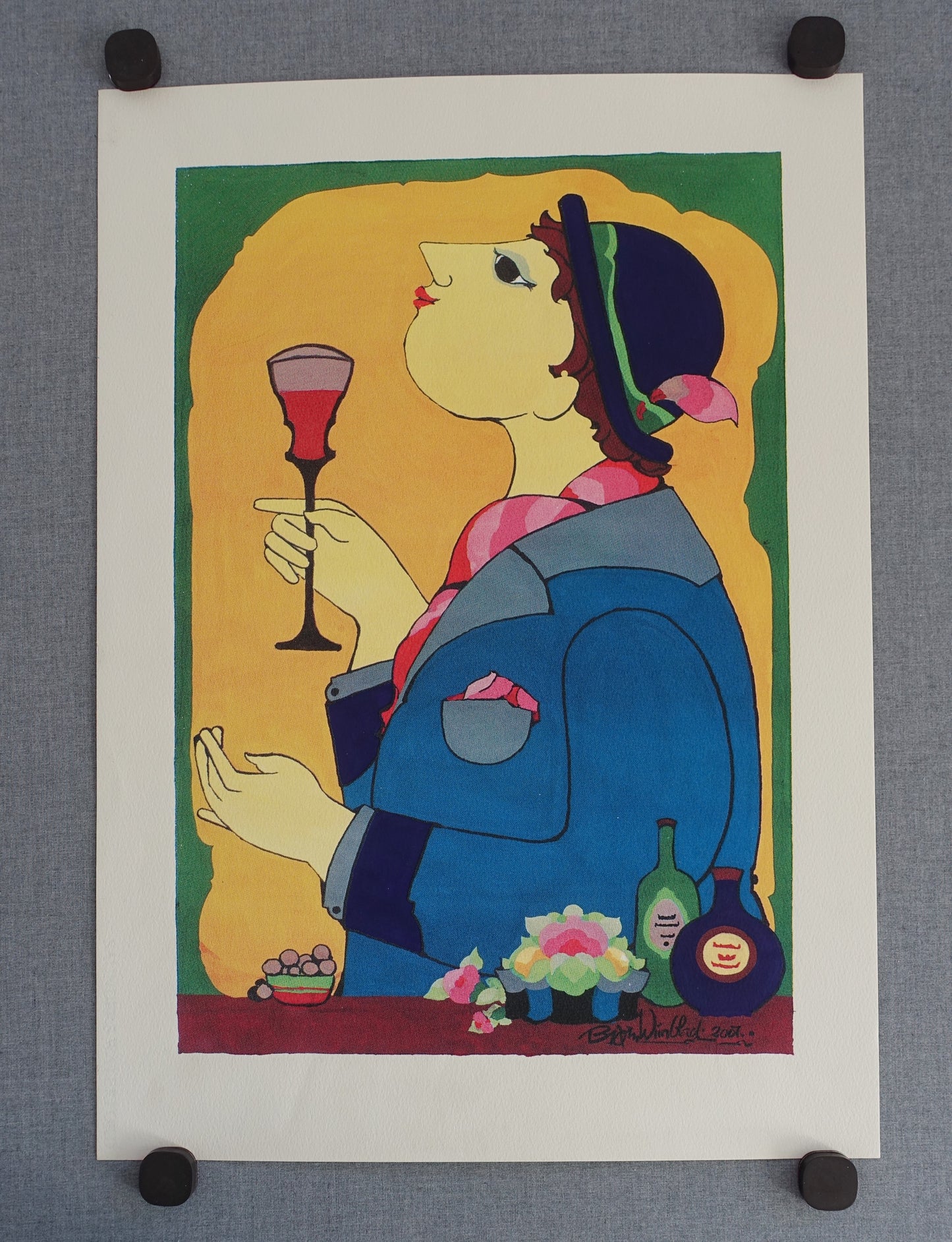 2007 Wiinblad Wine Drinking Lady I - Original Vintage Poster