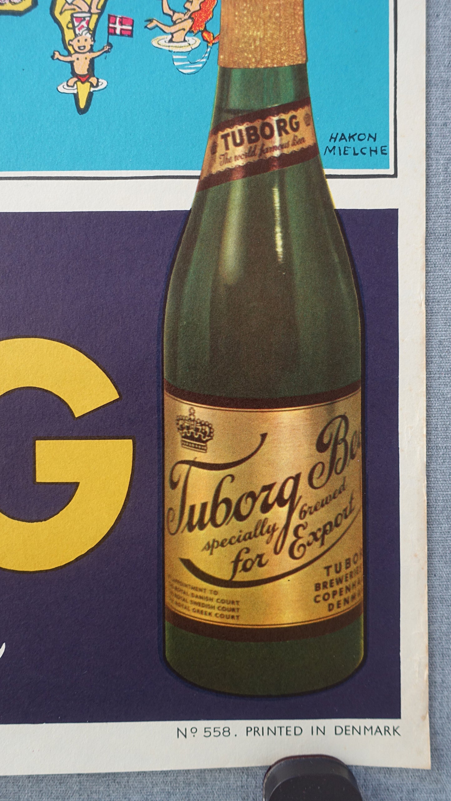 1950s Tuborg Beer Advertisement (map of Denmark) - Original Vintage Poster