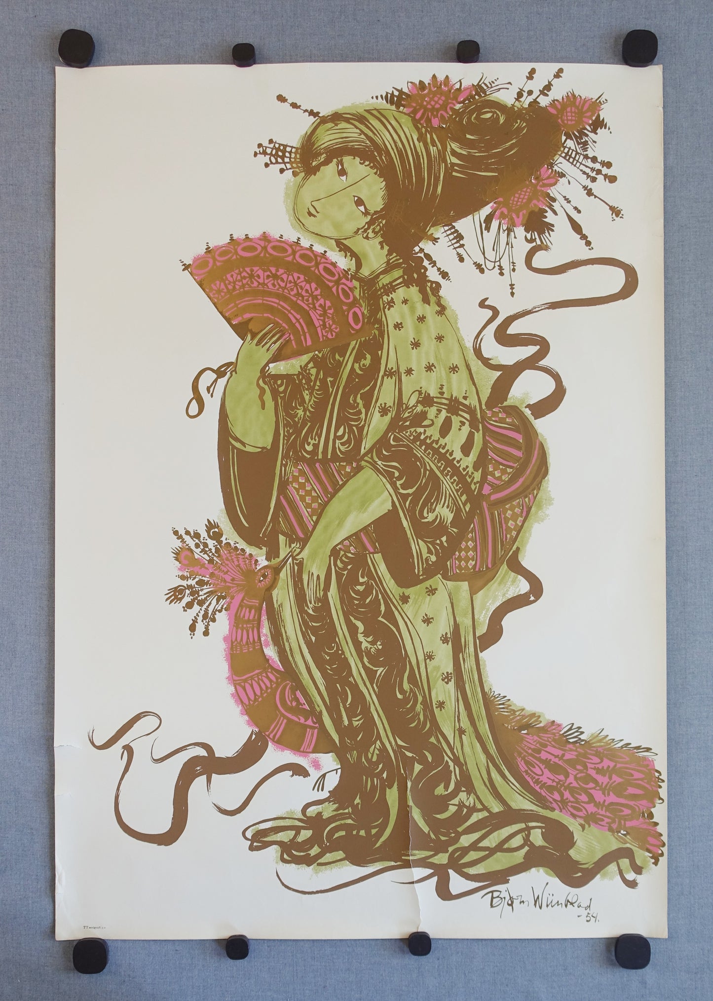 1954 Bjørn Wiinblad's The Teahouse of the August Moon at The New Theater (Green) - Original Vintage Poster