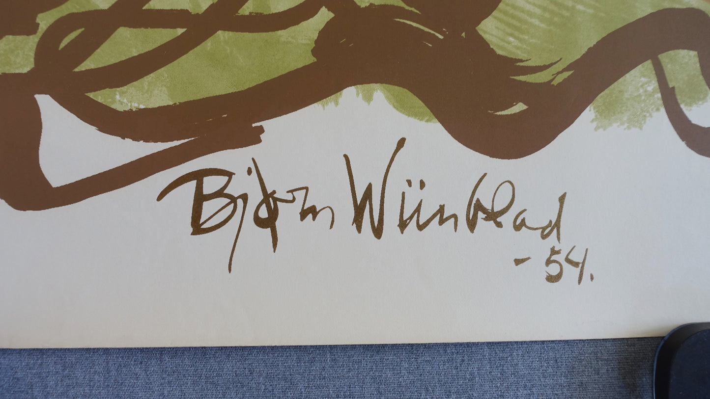 1954 Bjørn Wiinblad's The Teahouse of the August Moon at The New Theater (Green) - Original Vintage Poster
