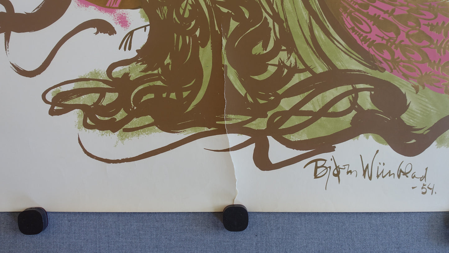 1954 Bjørn Wiinblad's The Teahouse of the August Moon at The New Theater (Green) - Original Vintage Poster