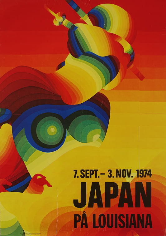 1974 Rainbow Hokusai Japan on Louisiana Museum of Modern Art - Original Vintage Poster