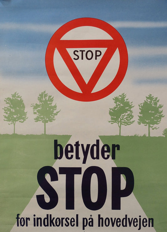 1950s Stop Sign Traffic Poster - Original Vintage Poster