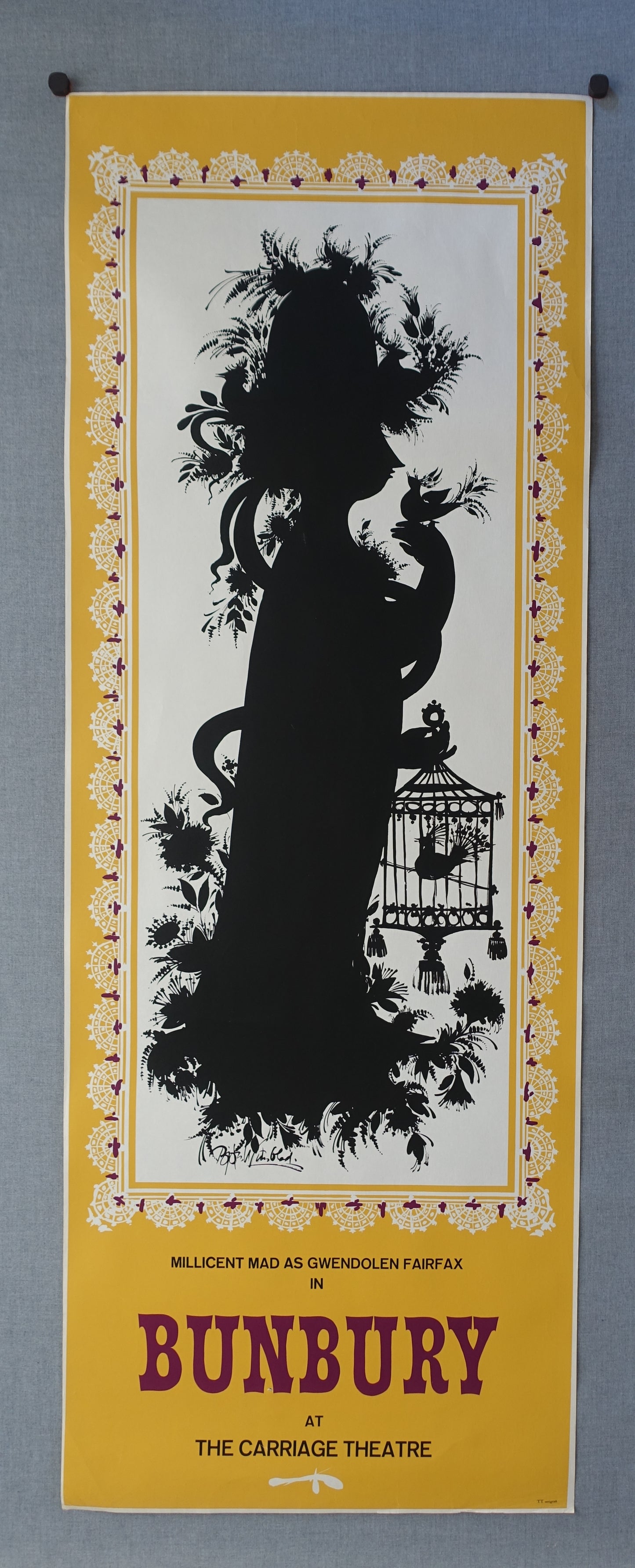 1963 Wiinblad's "Bunbury" at The Carriage Theater (yellow version) - Original Vintage Poster