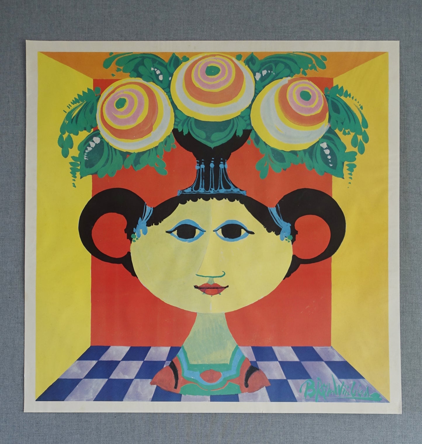 1970s Wiinblad Vase Artwork - Original Vintage Poster