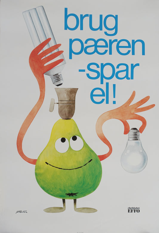 1980s Save Energy Campaign Light Bulb - Original Vintage Poster