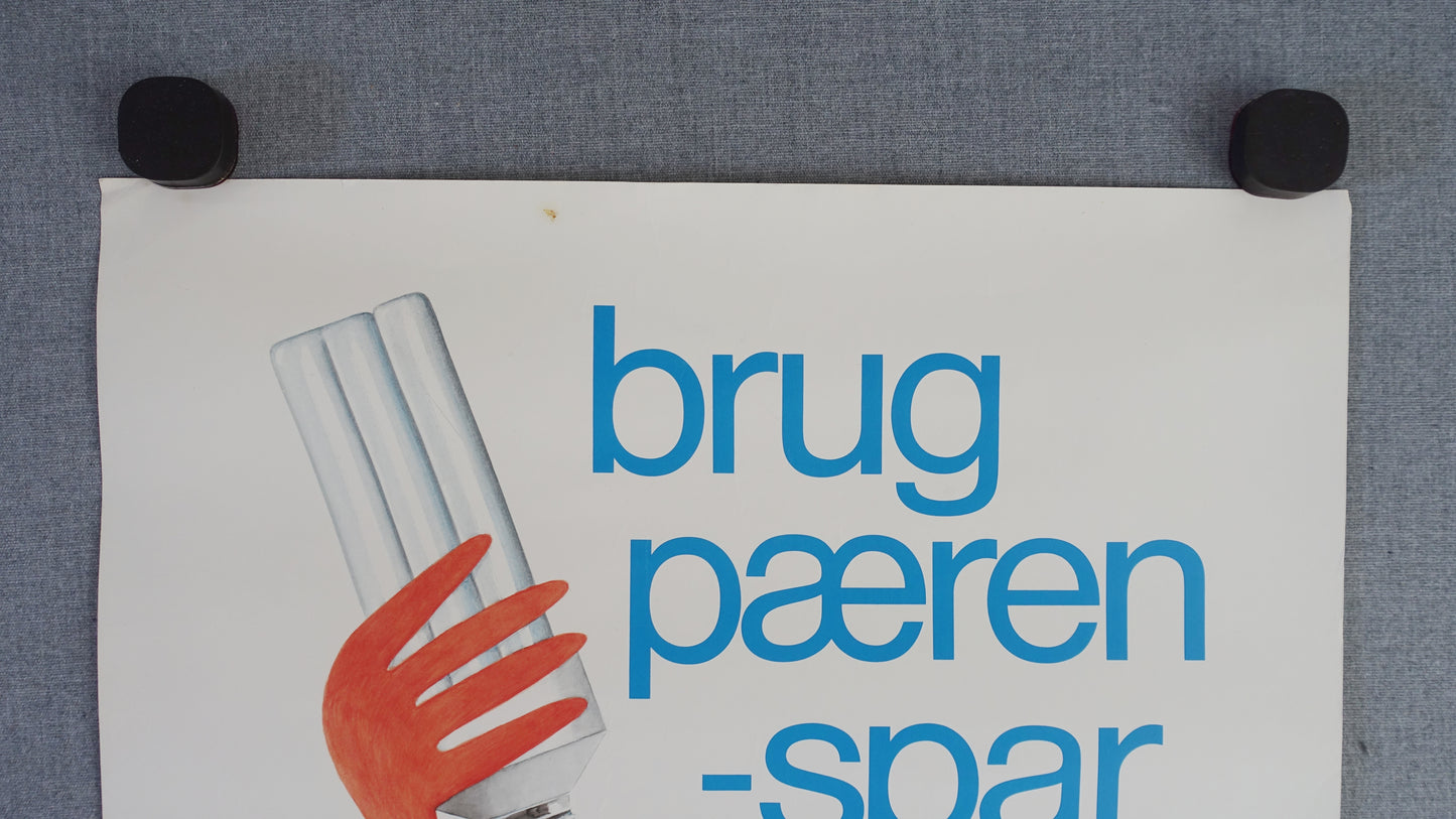 1980s Save Energy Campaign Light Bulb - Original Vintage Poster