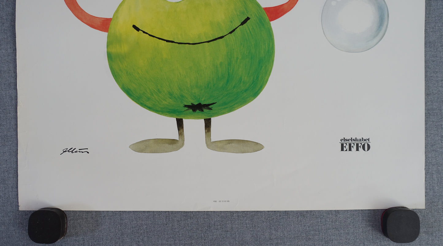 1980s Save Energy Campaign Light Bulb - Original Vintage Poster