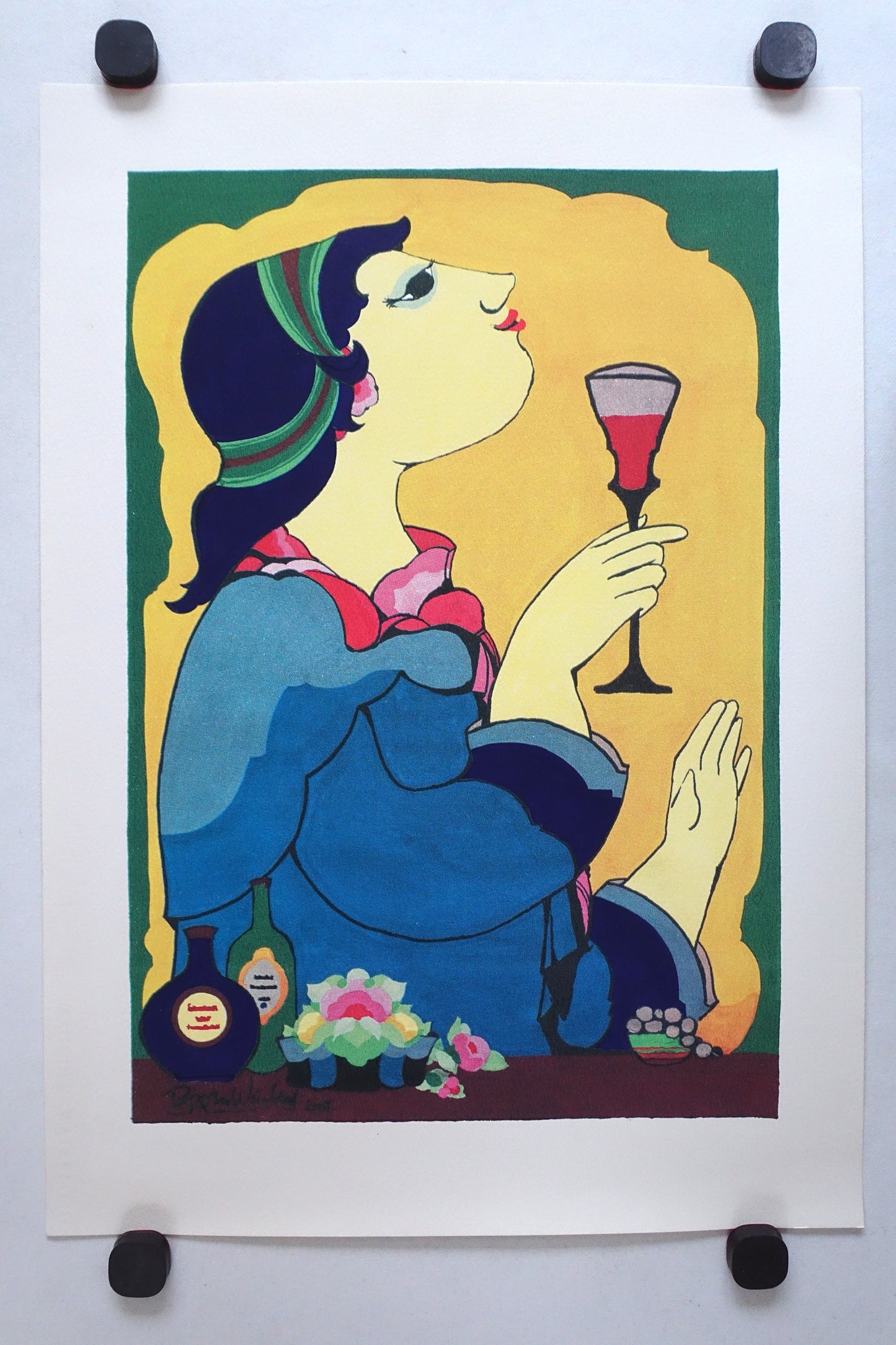 2007 Wiinblad Wine Drinking Lady II - Original Vintage Poster