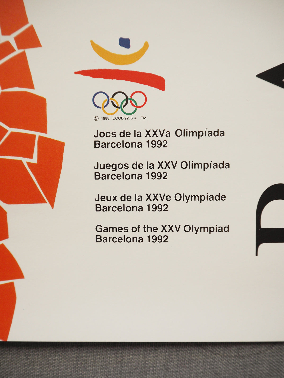 1992 Summer Olympic Games Barcelona (Official Poster) by Carlos Rolando - Original Vintage Poster