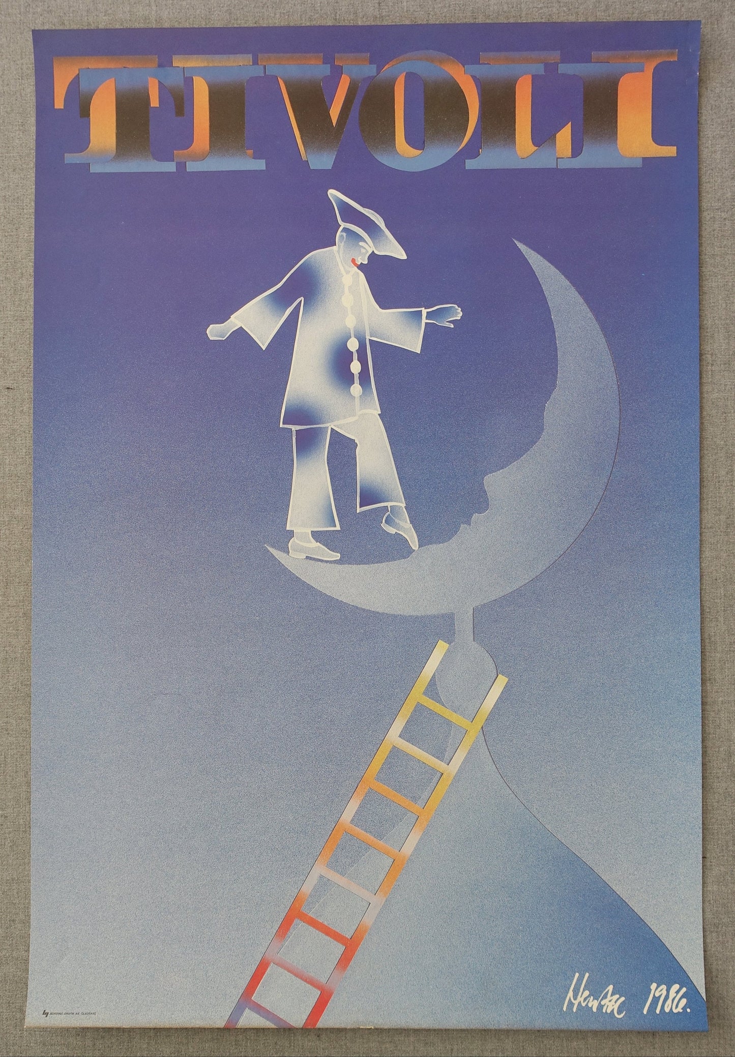 1986 Tivoli Gardens by Peter Hentze (small version) - Original Vintage Poster