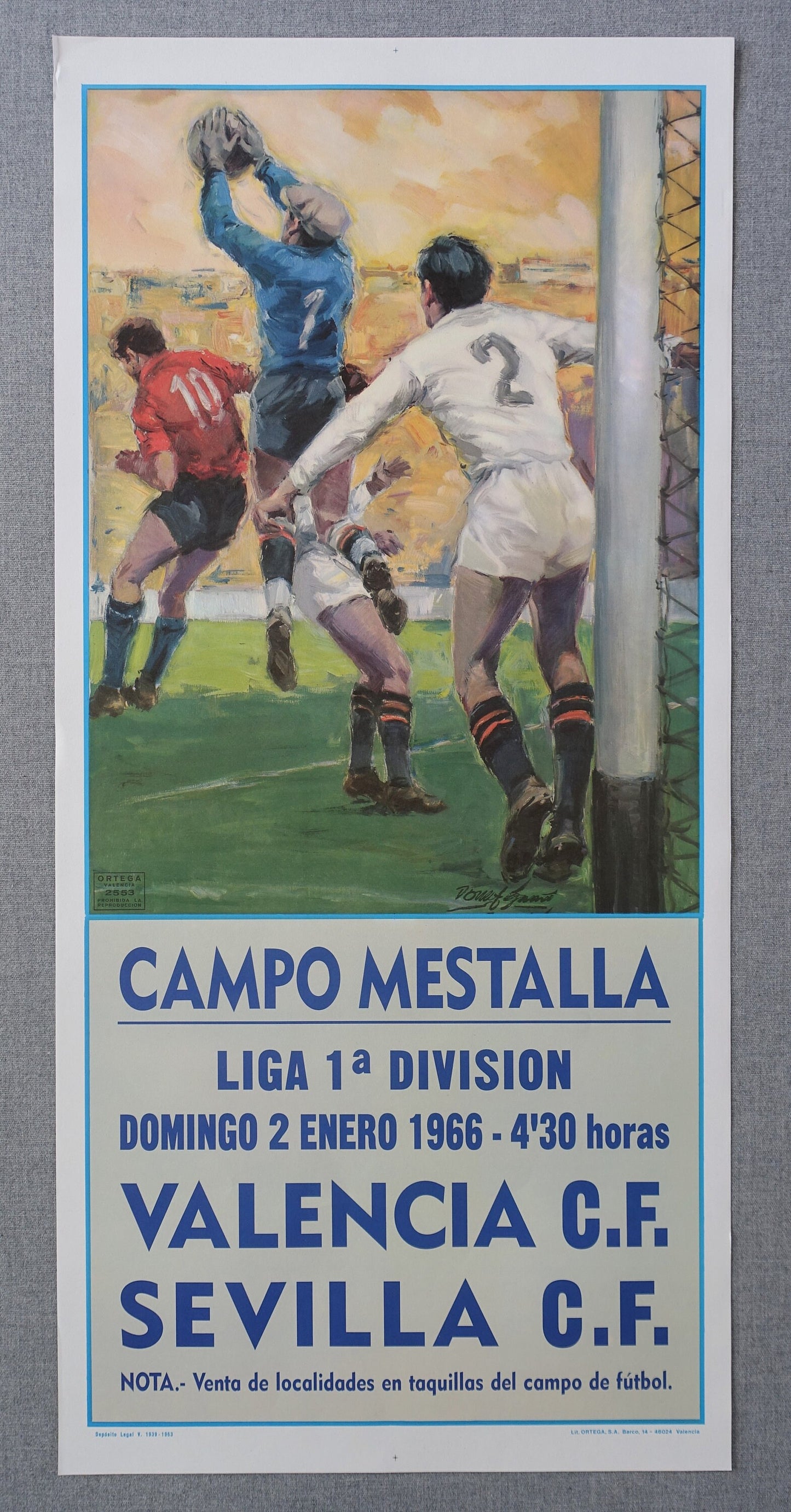 1966 Valencia - Sevilla Football Poster - Original Vintage Poster
