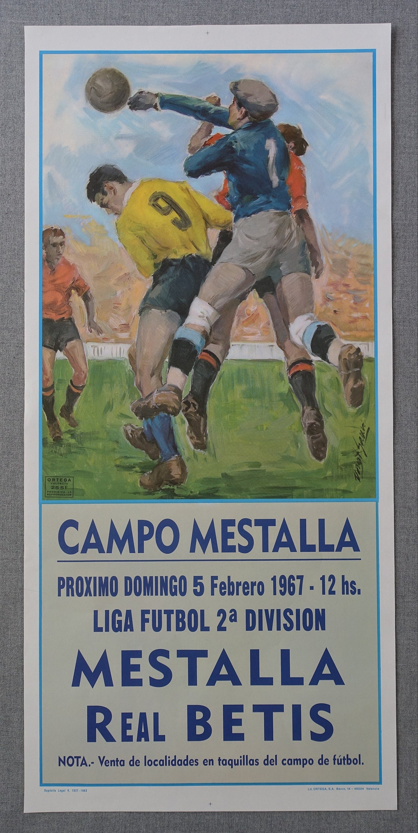 1966 Real Betis - Mestalla Football Poster - Original Vintage Poster