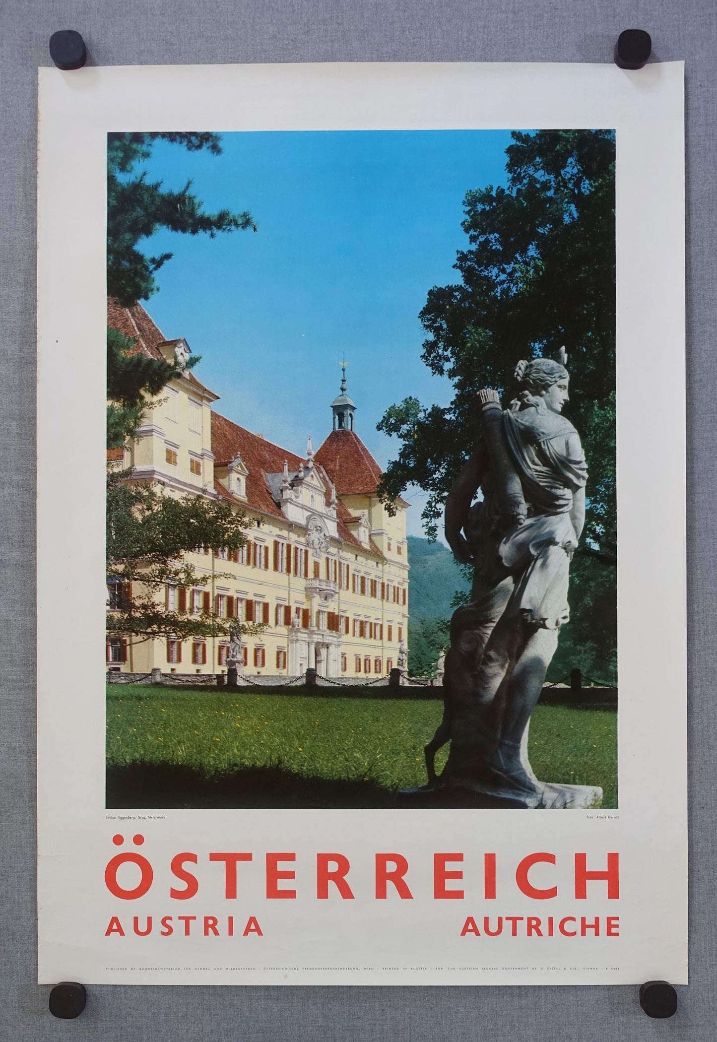 1960s Austria Travel Poster Schloss Eggenberg, Graz, Steiermark - Original Vintage Poster