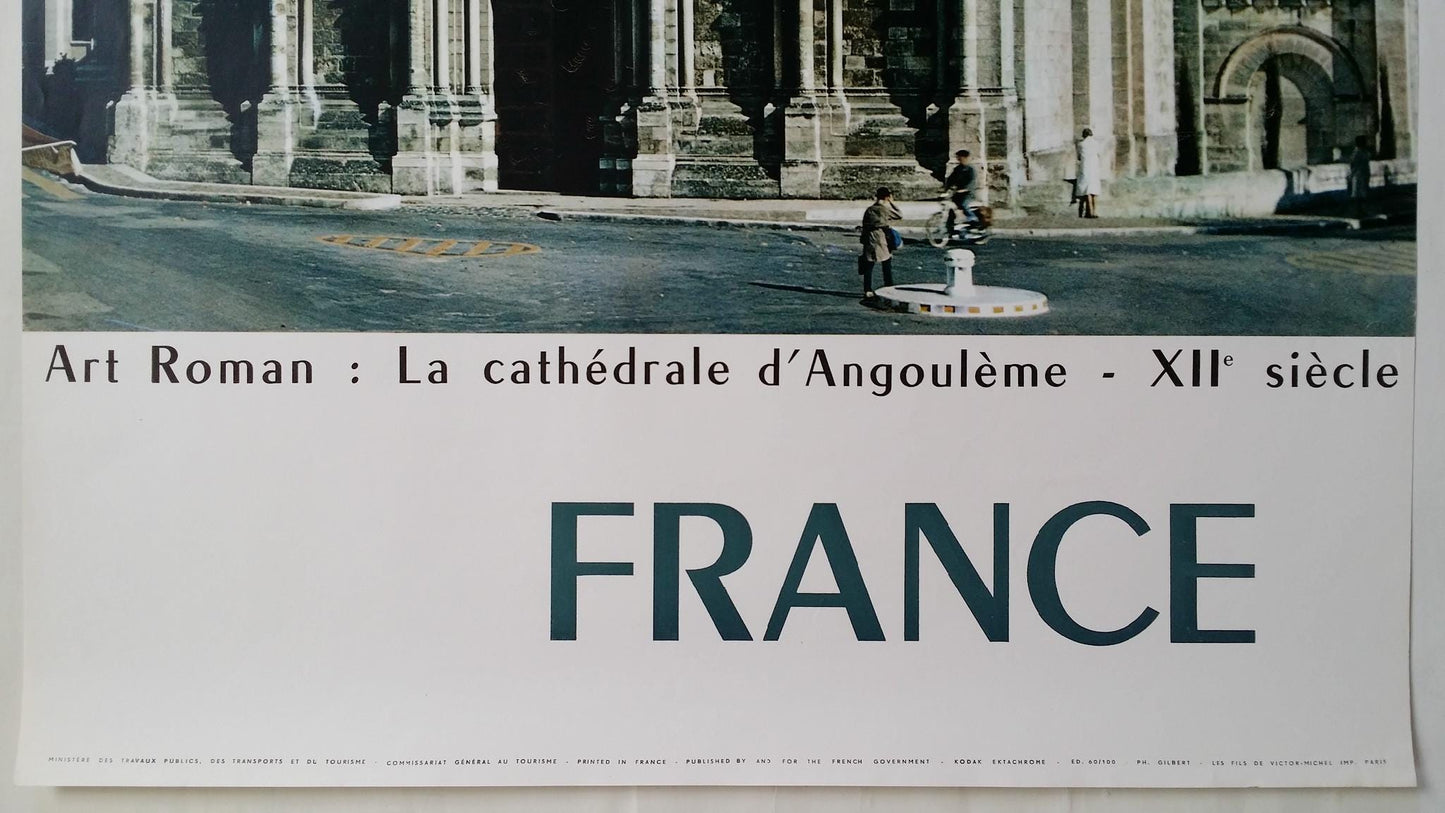 1960s France, Cathedral of Angouléme - Original Vintage Poster