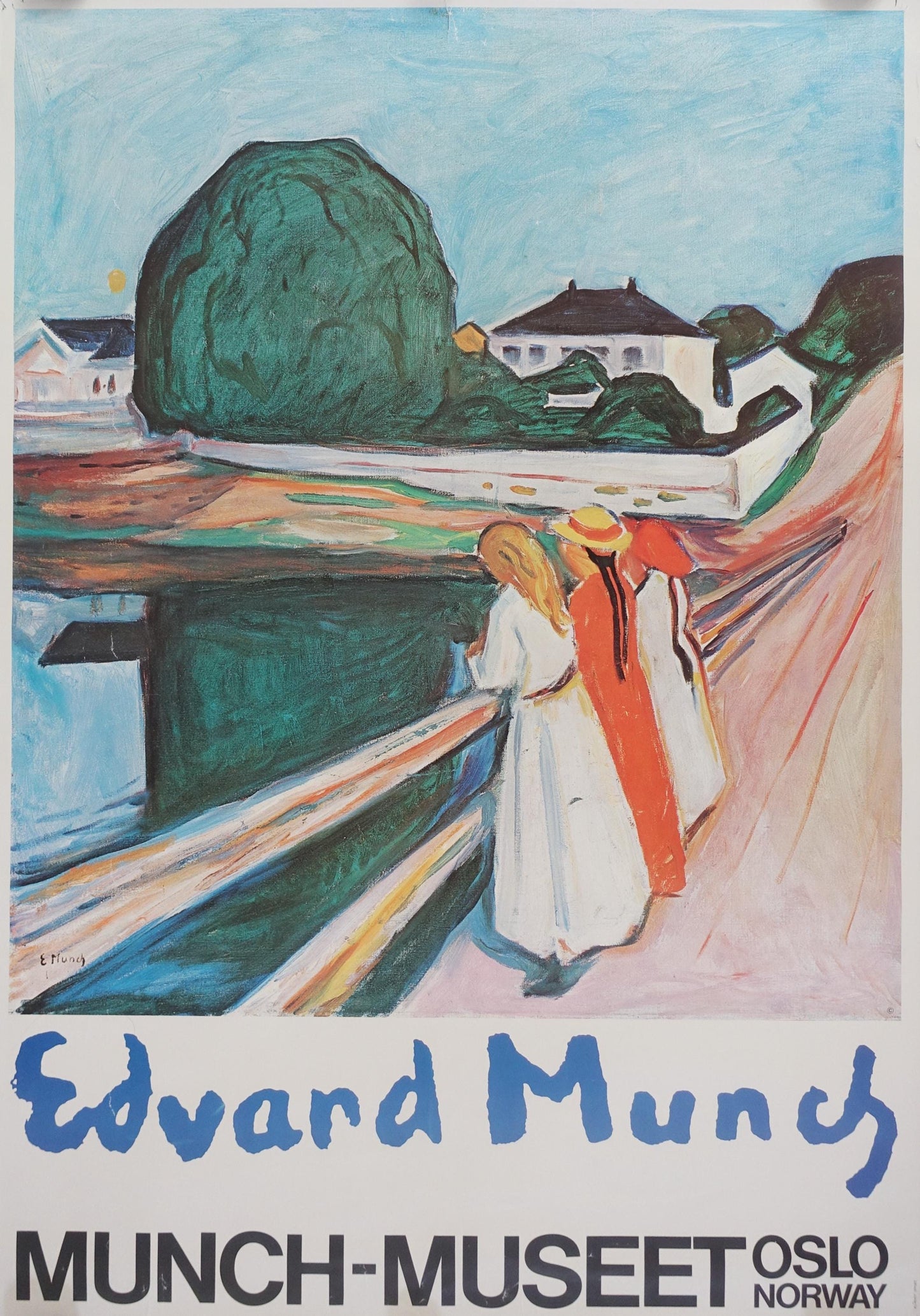 1970s Edvard Munch The Girls on the Bridge on Munch Museum - Original Vintage Poster