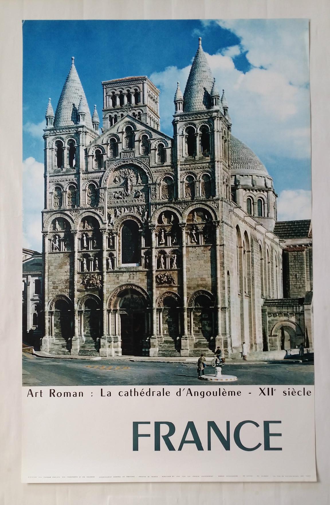 1960s France, Cathedral of Angouléme - Original Vintage Poster