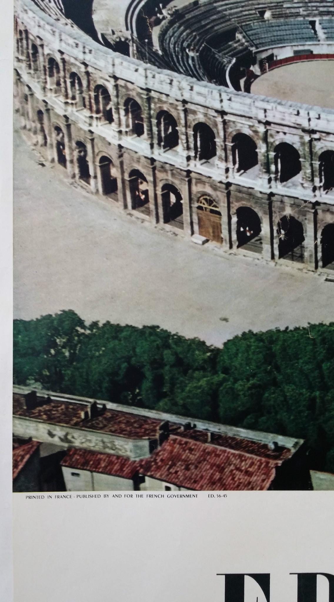 1960s France Travel Poster, Nîmes, Roman Arena - Original Vintage Poster