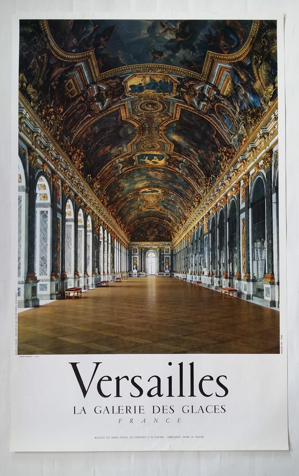 1960s France, Versailles - La Galerie des Glaces - Original Vintage Poster