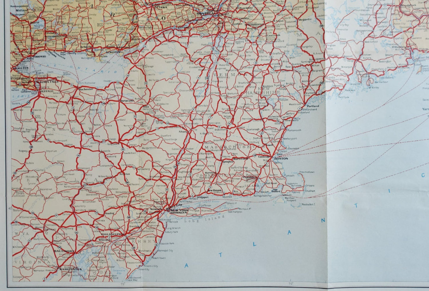 1930 Automobile Roads between USA and Canada - Original Vintage Map