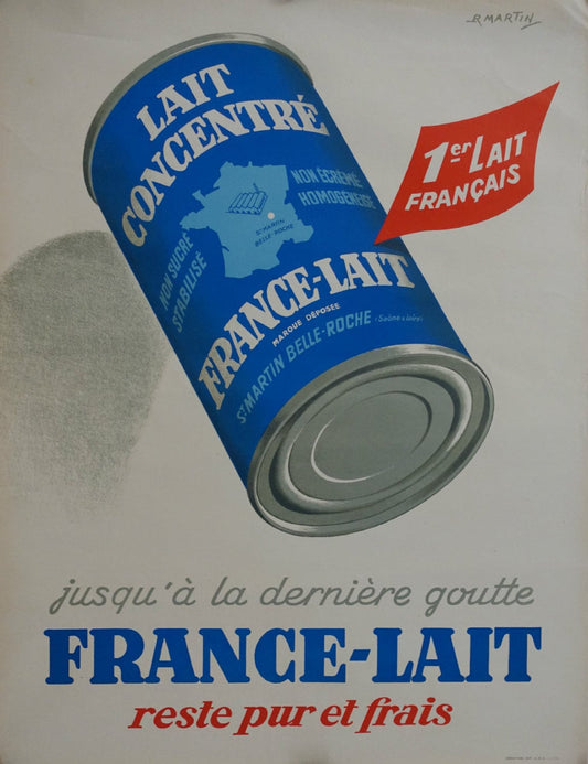 1950s French Milk Advertisement "France-Lait" - Original Vintage Poster