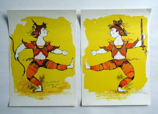 1968 "Siamese Warriors" by Bjørn Wiinblad (Two Posters) - Original Vintage Poster