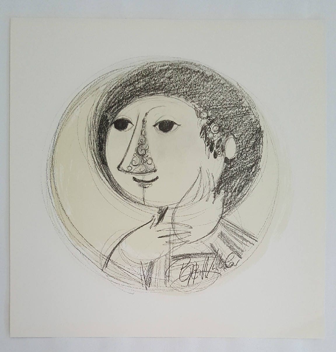 1970s Bjørn Wiinblad Boy Sketch - Original Vintage Poster