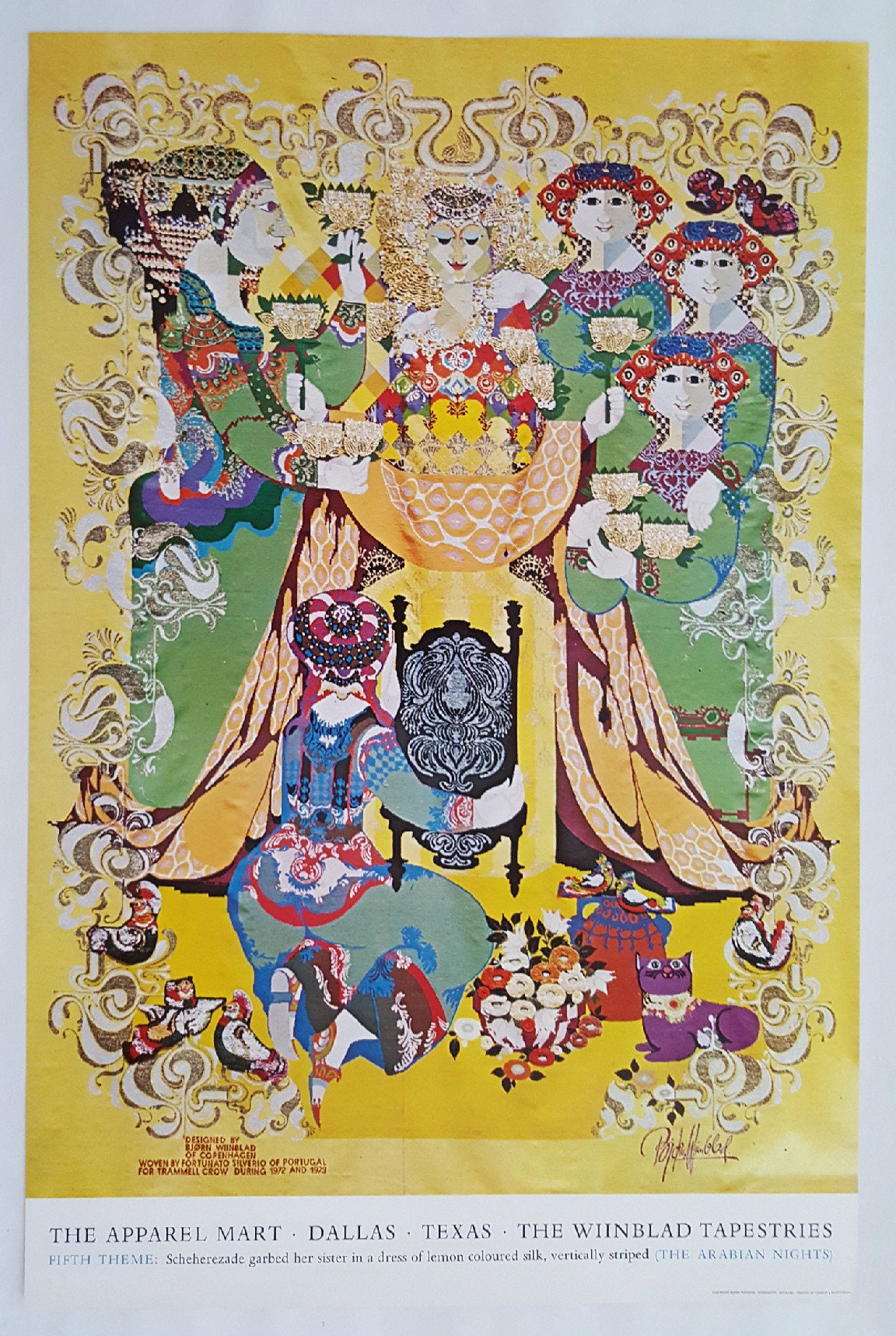 1972 The Wiinblad Tapestries - The Arabian Nights (Fifth Theme Large) - Original Vintage Poster