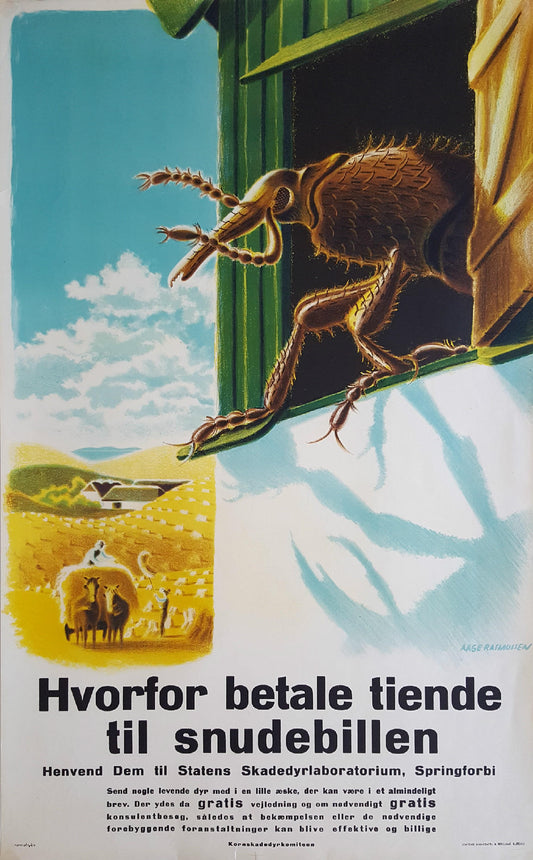 1940s Pest Campaign Poster by Aage Rasmussen - Original Vintage Poster