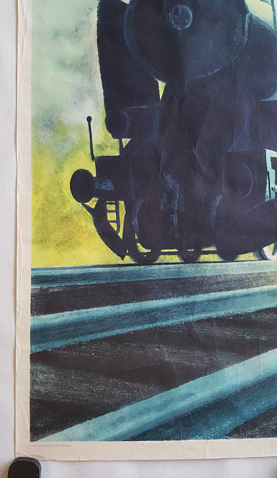 1950 Steam Locomotive by Aage Rasmussen for Danish State Rails - Original Vintage Poster