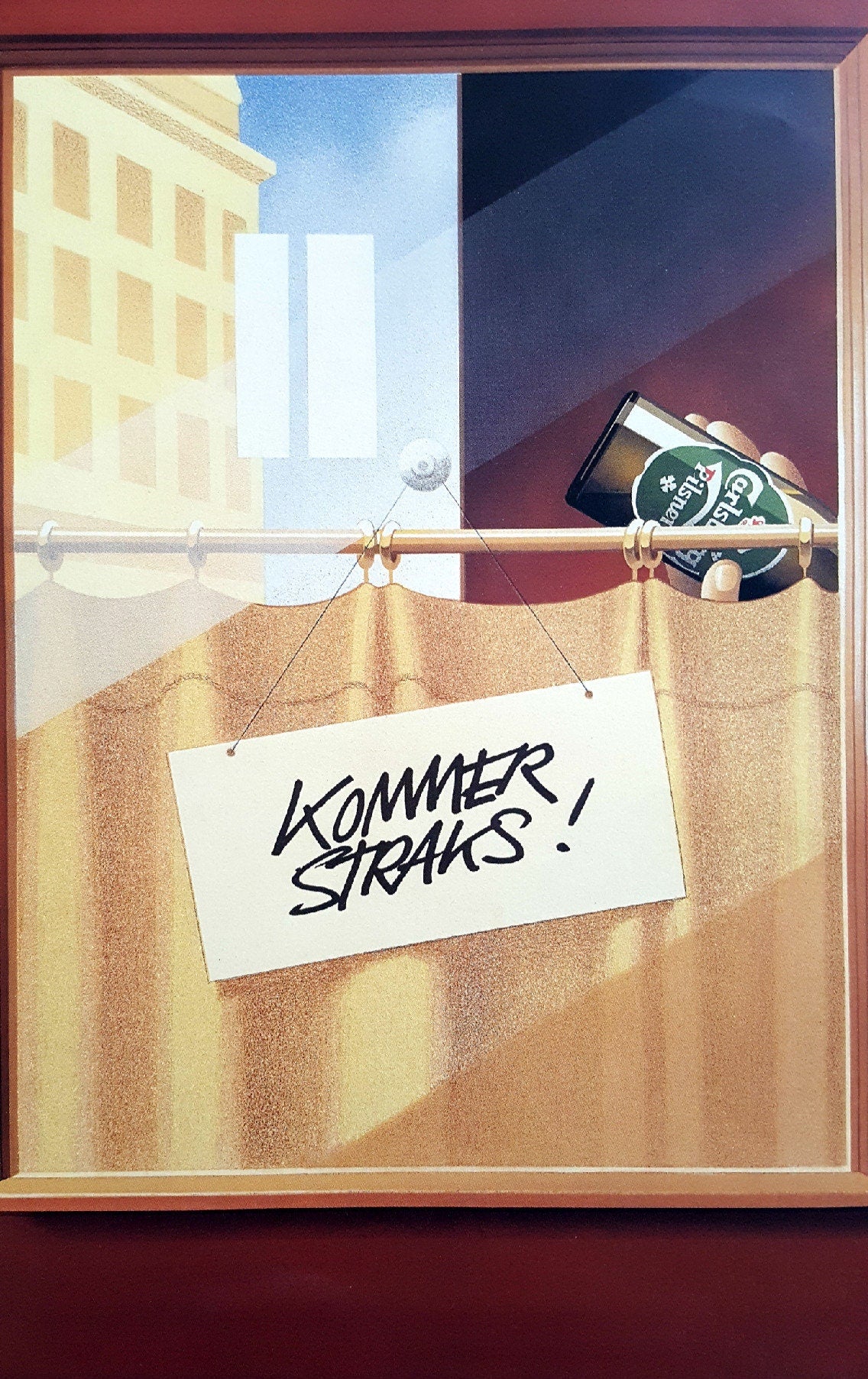 1980s Carlsberg Beer Ad by Joe Petagno (closed bar) - Original Vintage Poster