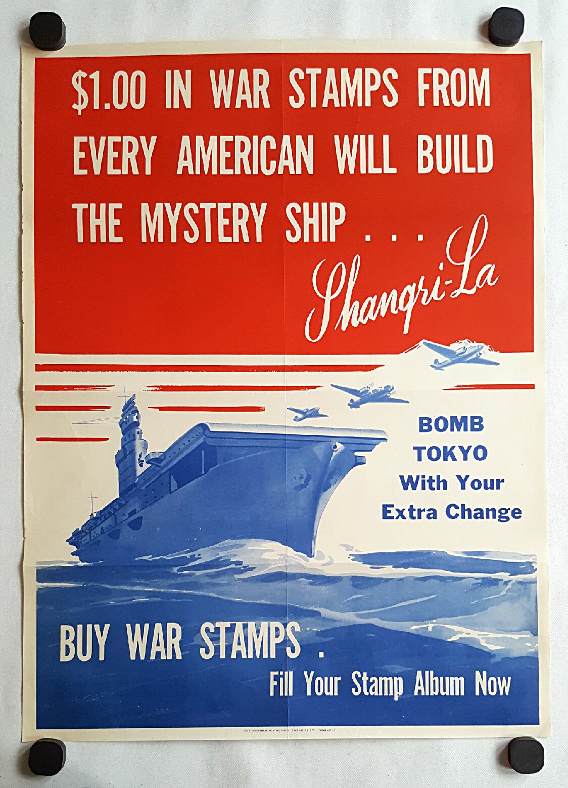 1943 WWII Bomb Tokyo War Stamps - Original Vintage Poster