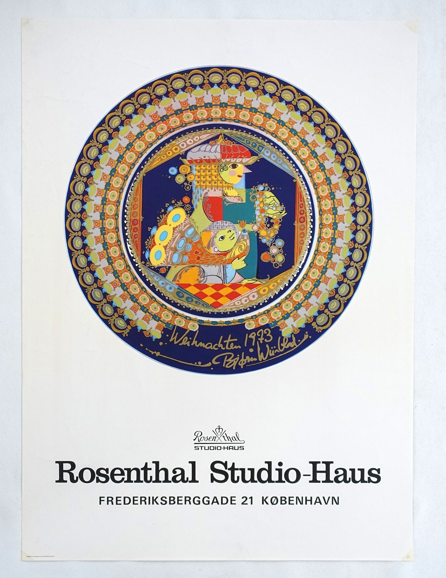 1973 Wiinblad Porcelain Exhibition Poster - Original Vintage Poster
