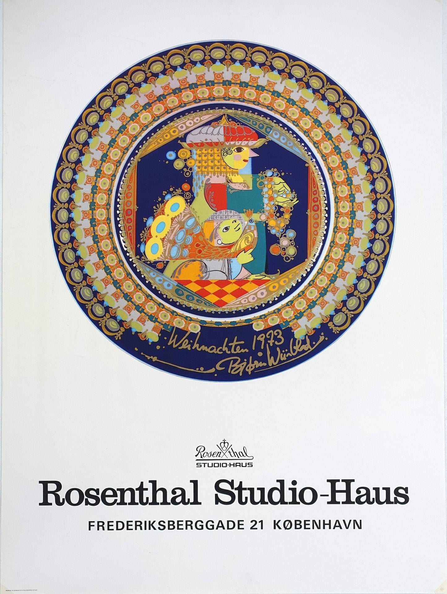 1973 Wiinblad Porcelain Exhibition Poster - Original Vintage Poster