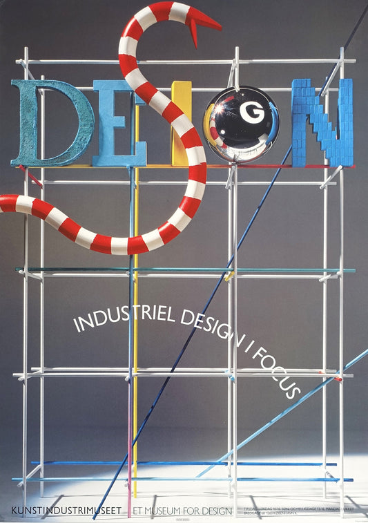 1980s Industrial Design Exhibition on Danish Museum of Art & Design - Original Vintage Poster