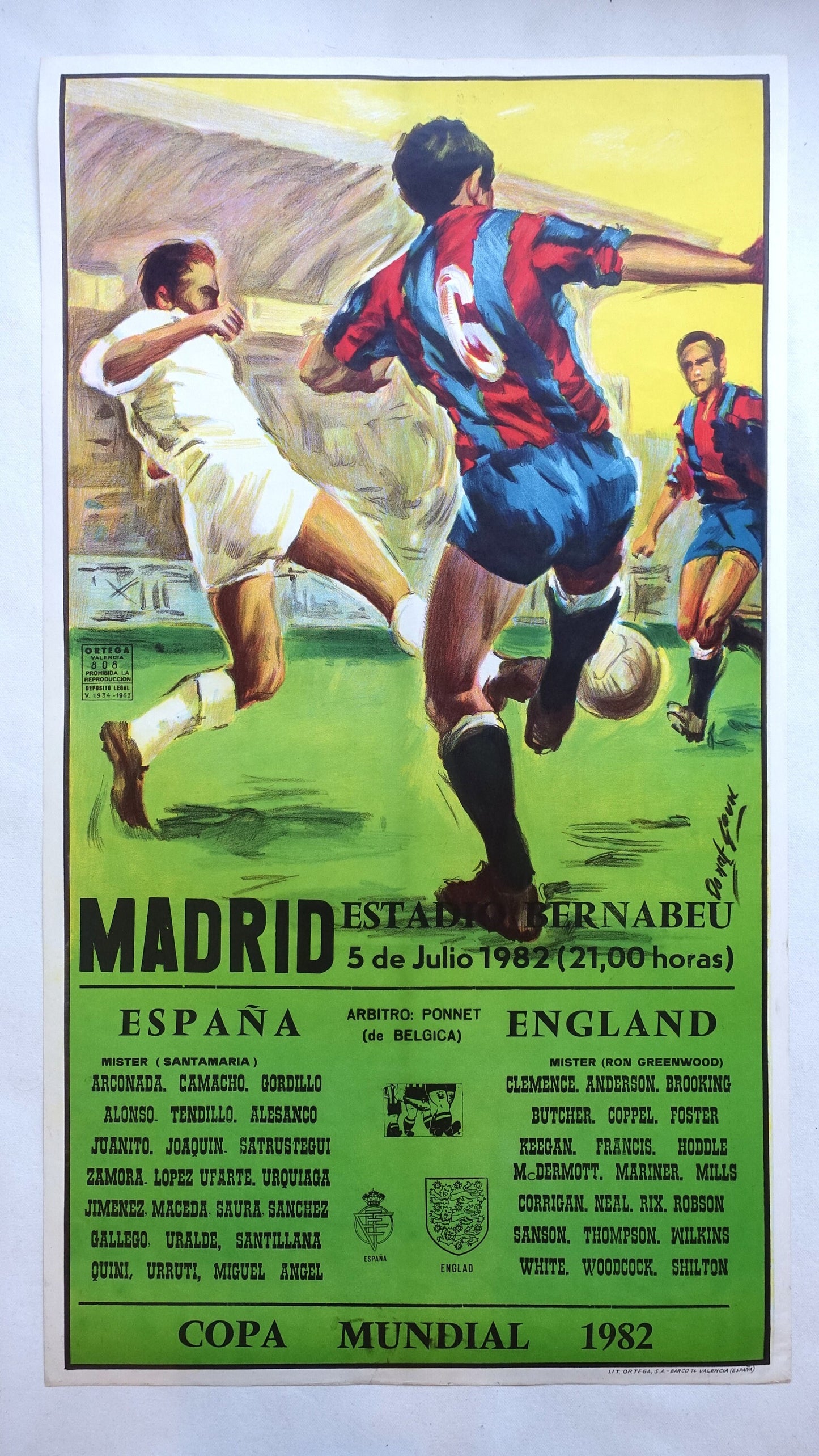 1982 World Cup (Football/Soccer) England - Spain - Original Vintage Poster