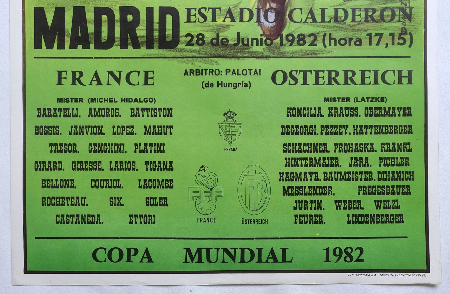 1982 World Cup (Football/Soccer) France - Austria - Original Vintage Poster