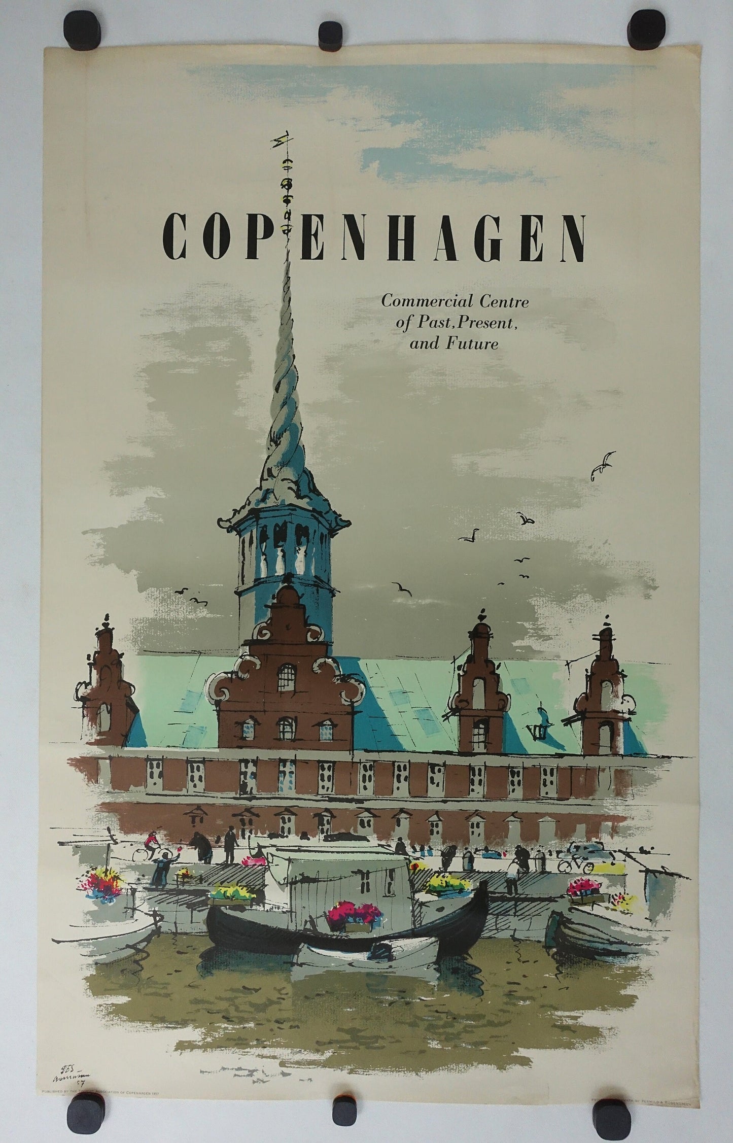 1957 Copenhagen Travel Poster by Des Asmussen - Original Vintage Poster