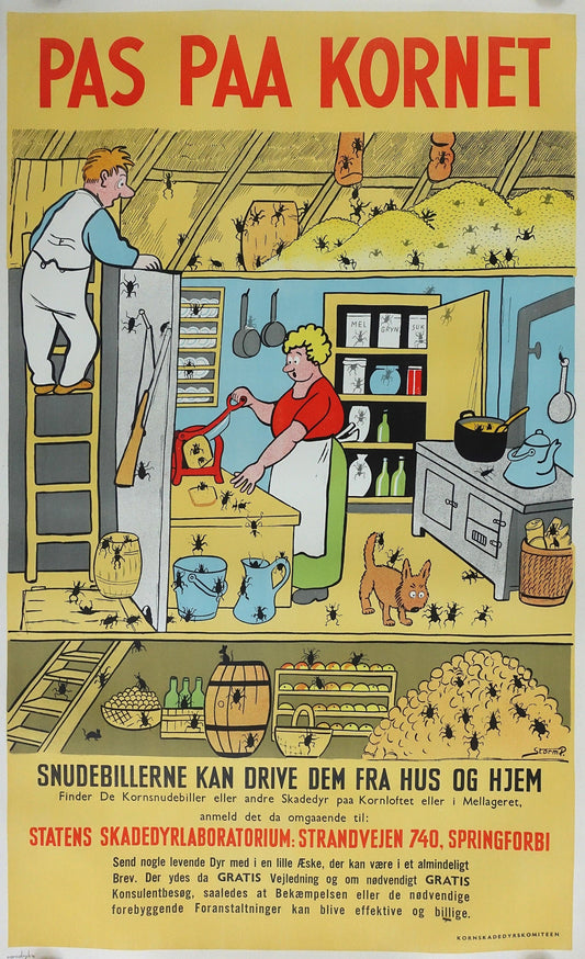 1940s Anti-pest Campaign Poster by Storm P II - Original Vintage Poster