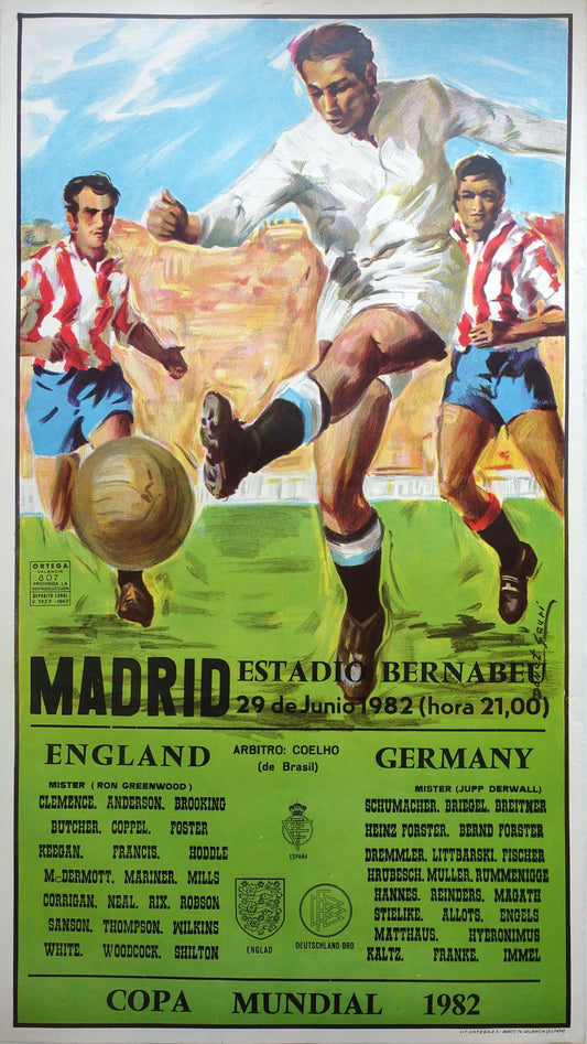 1982 World Cup (Football/Soccer) England - Germany - Original Vintage Poster