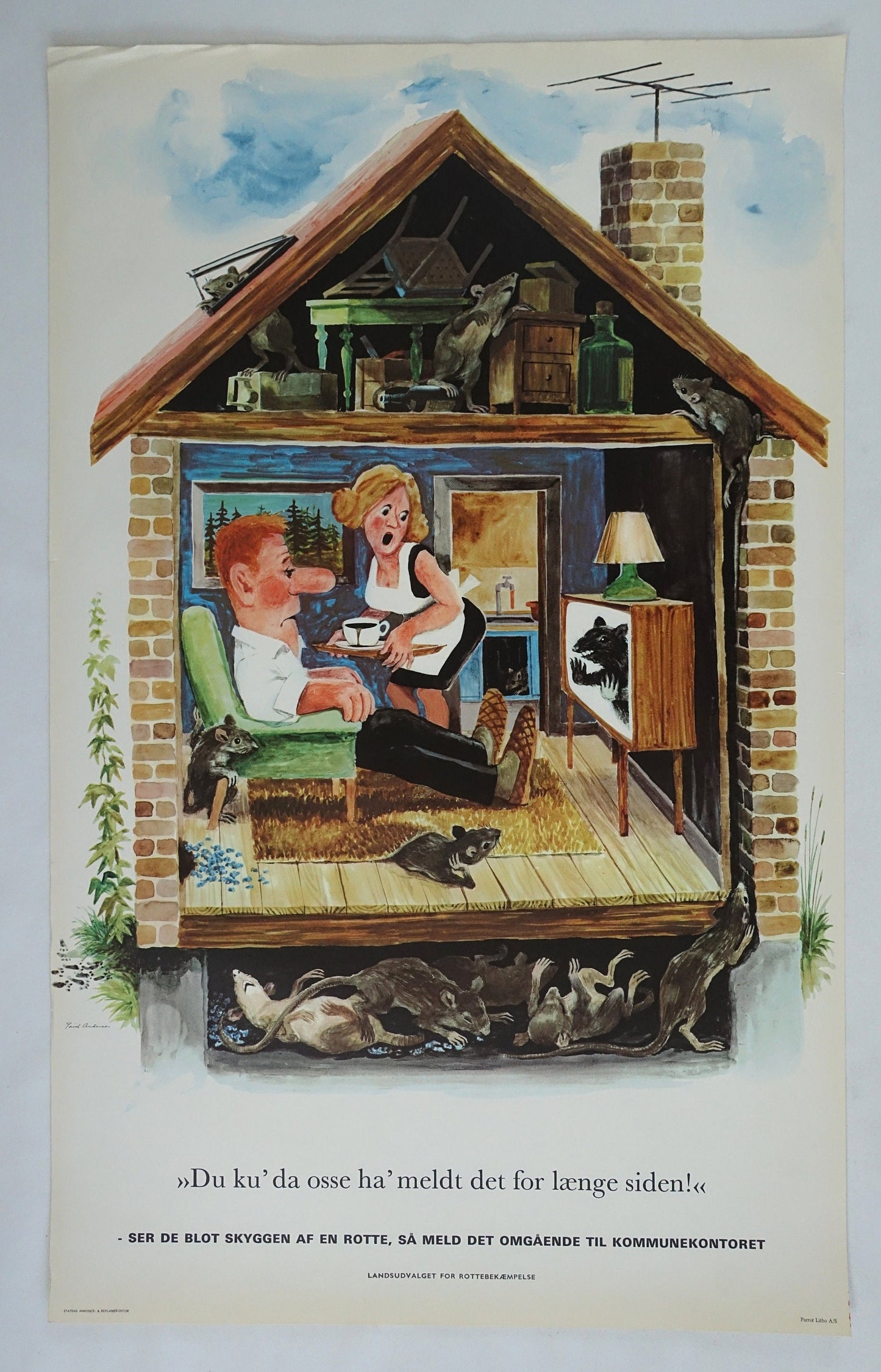1960s Anti-rat Campaign Poster - Original Vintage Poster