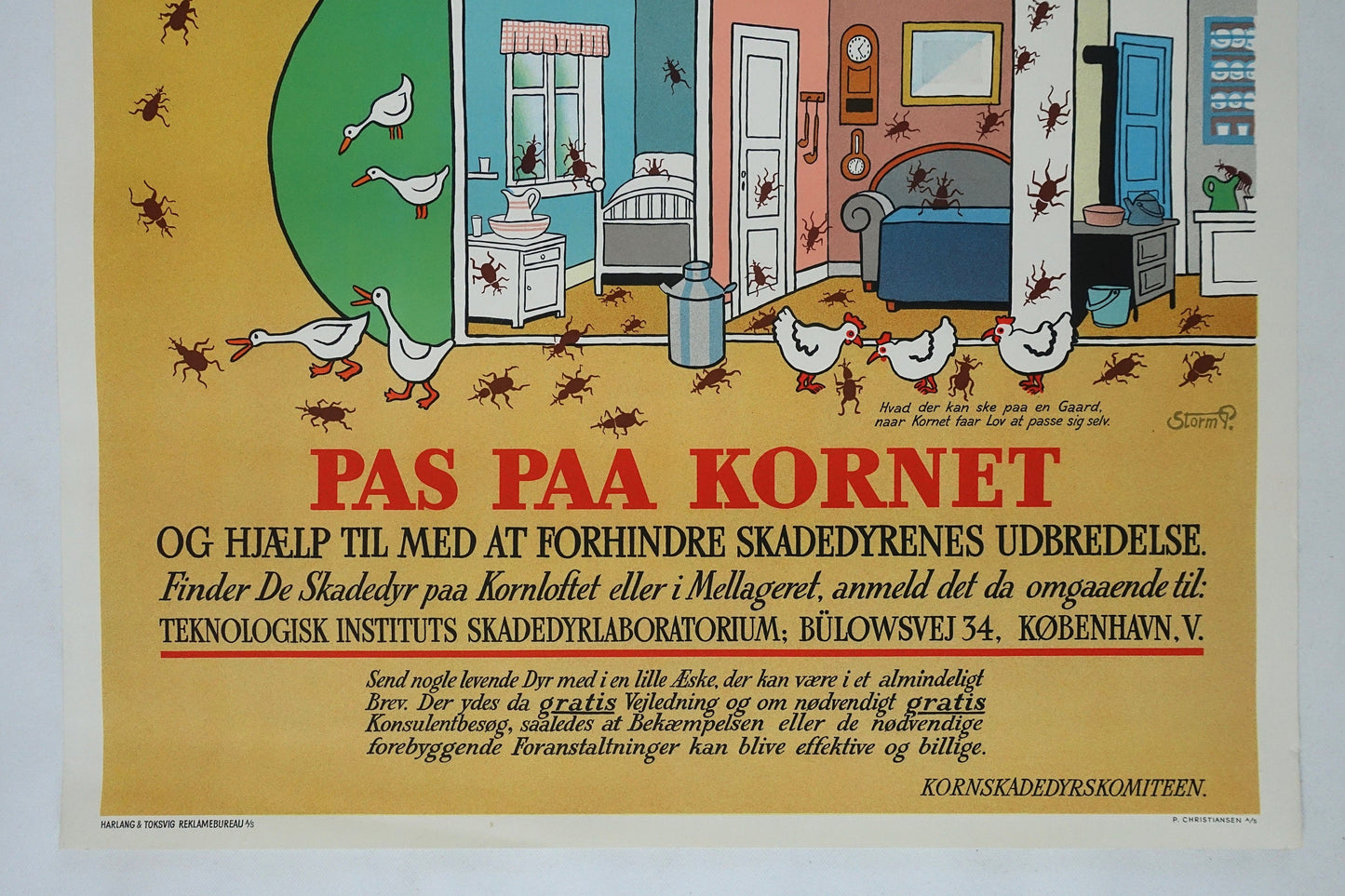 1940s Anti-pest Campaign Poster by Storm P - Original Vintage Poster