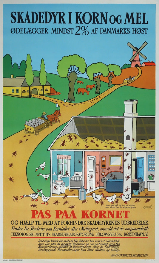 1940s Anti-pest Campaign Poster by Storm P - Original Vintage Poster