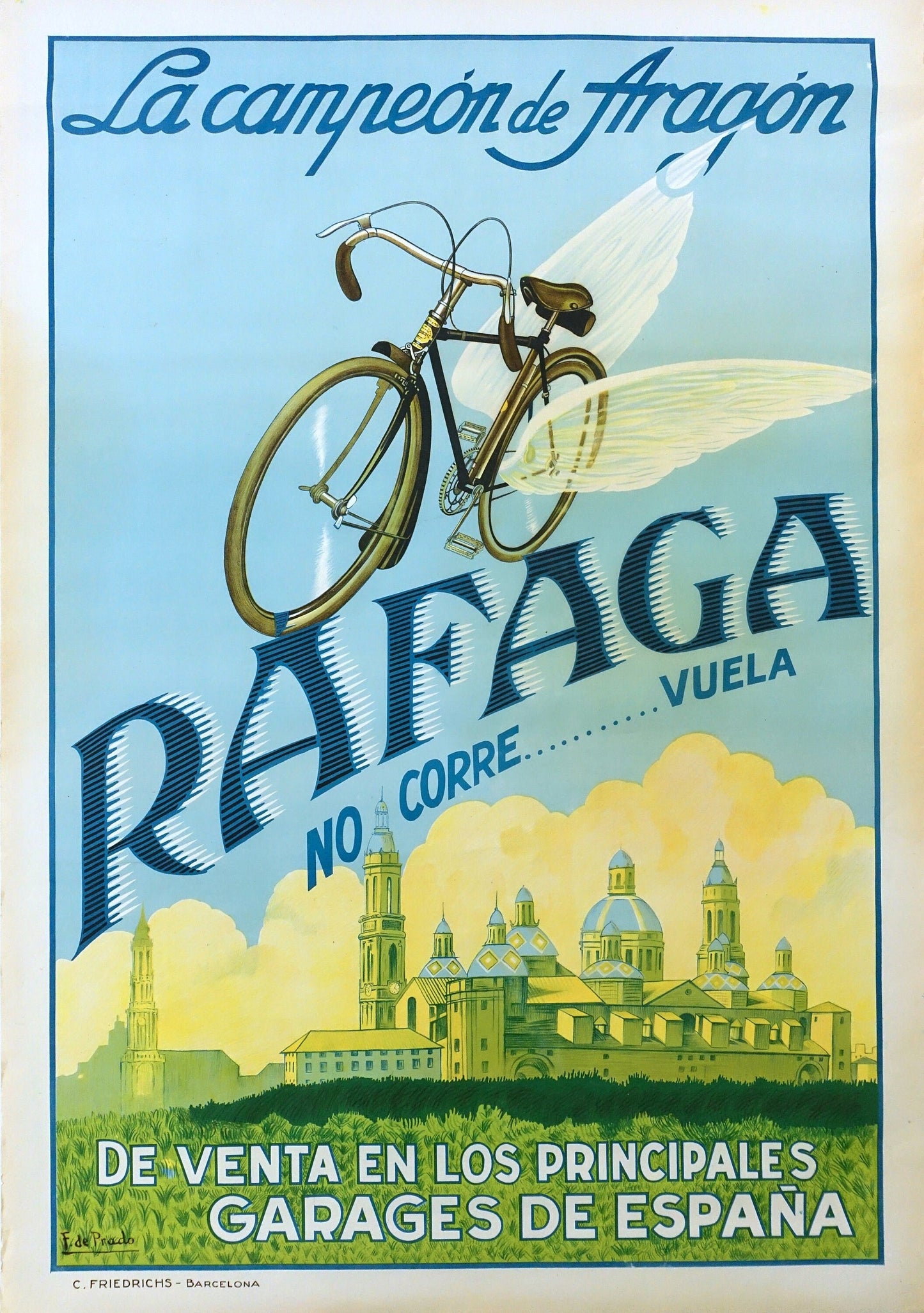 1930s Spanish Bicycle Advertisement Rafaga - Original Vintage Poster