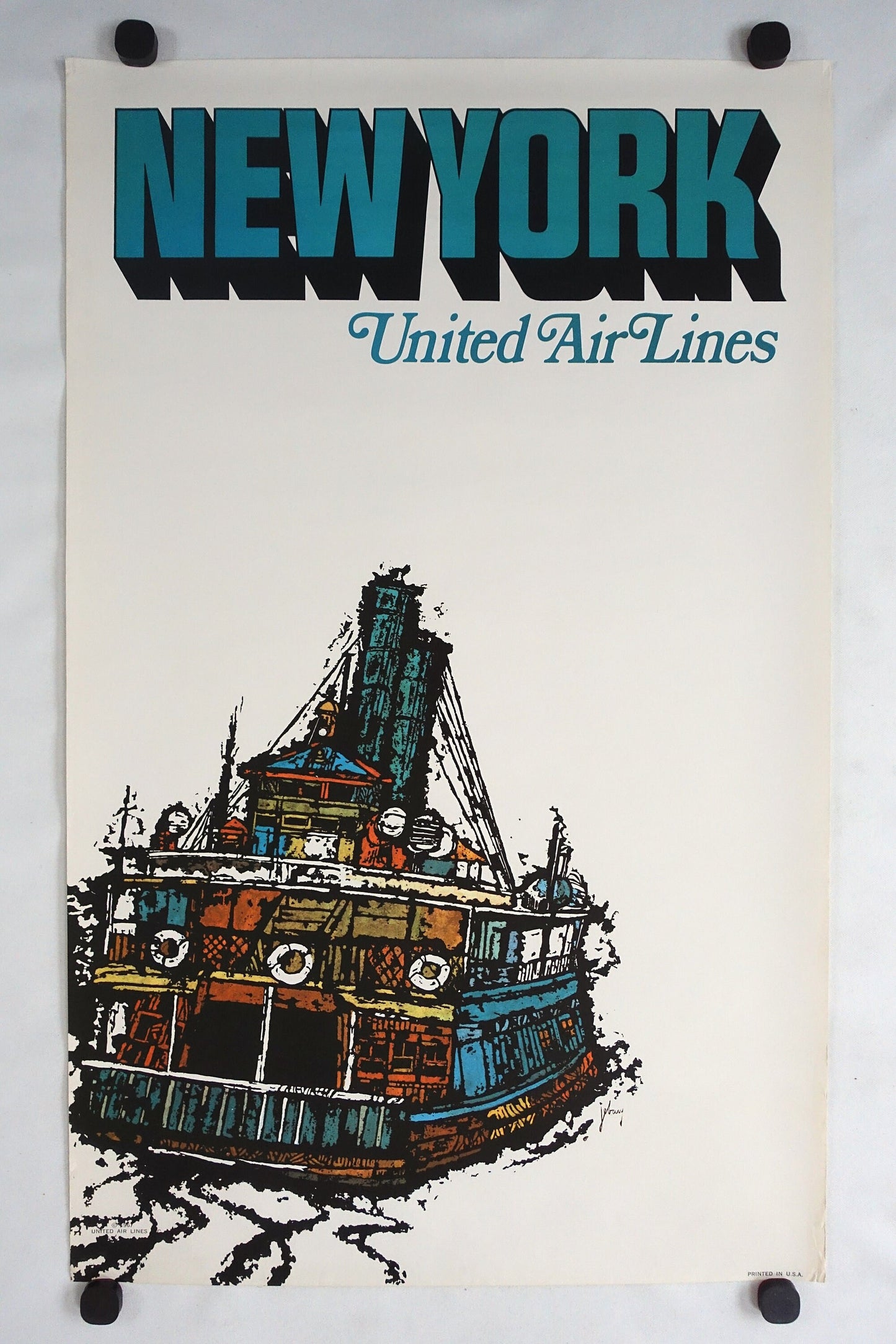 1967 New York United Airlines by James Jebavy - Original Vintage Poster