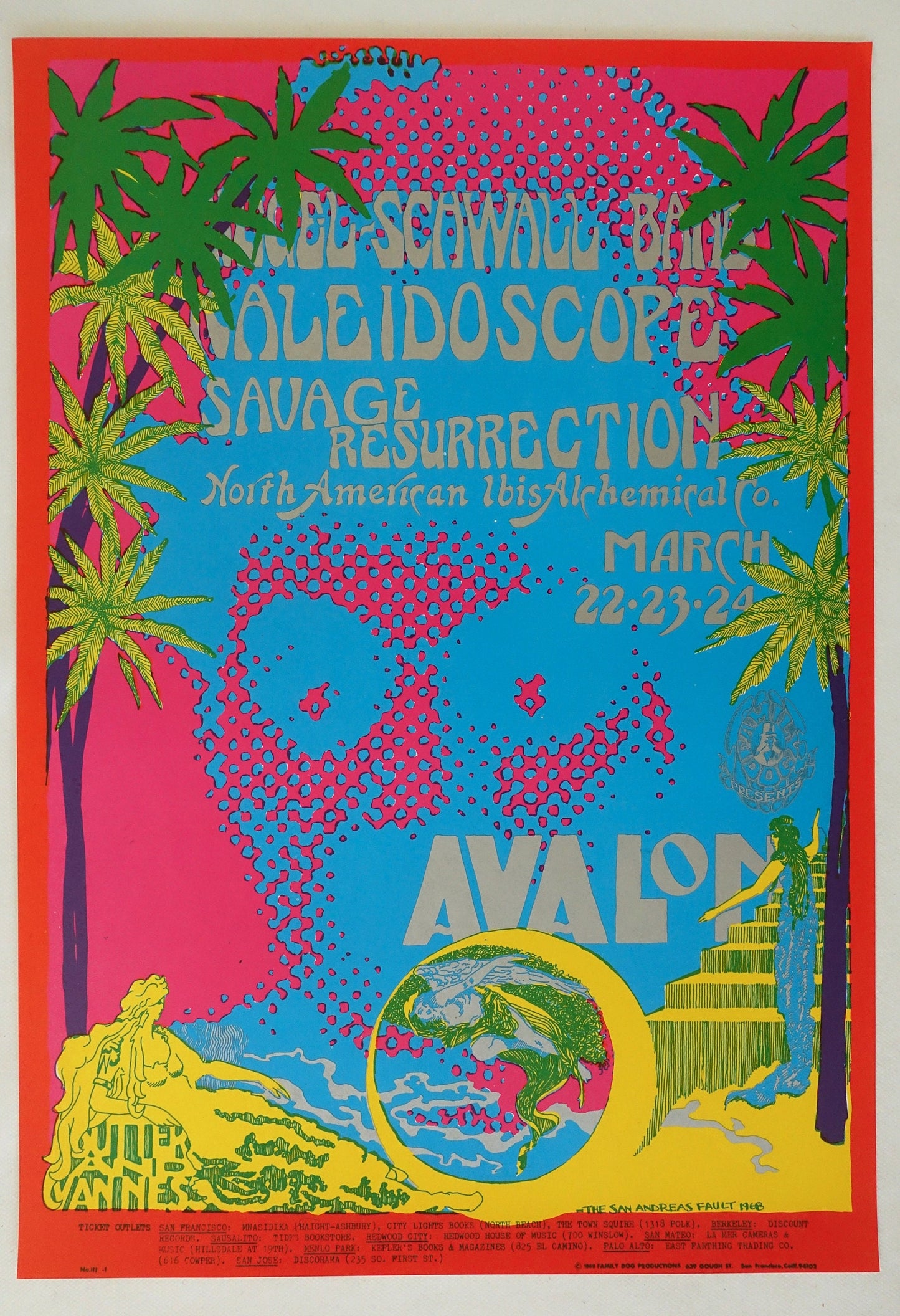 1968 Siegel Schwall, Kaleidoscope & Savage Resurrection at the Avalon San Francisco - Original Vintage Poster