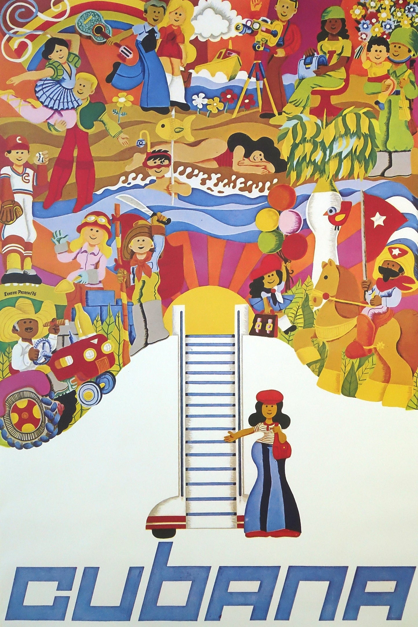 1976 Cuba Travel Poster Cubana - Original Vintage Poster