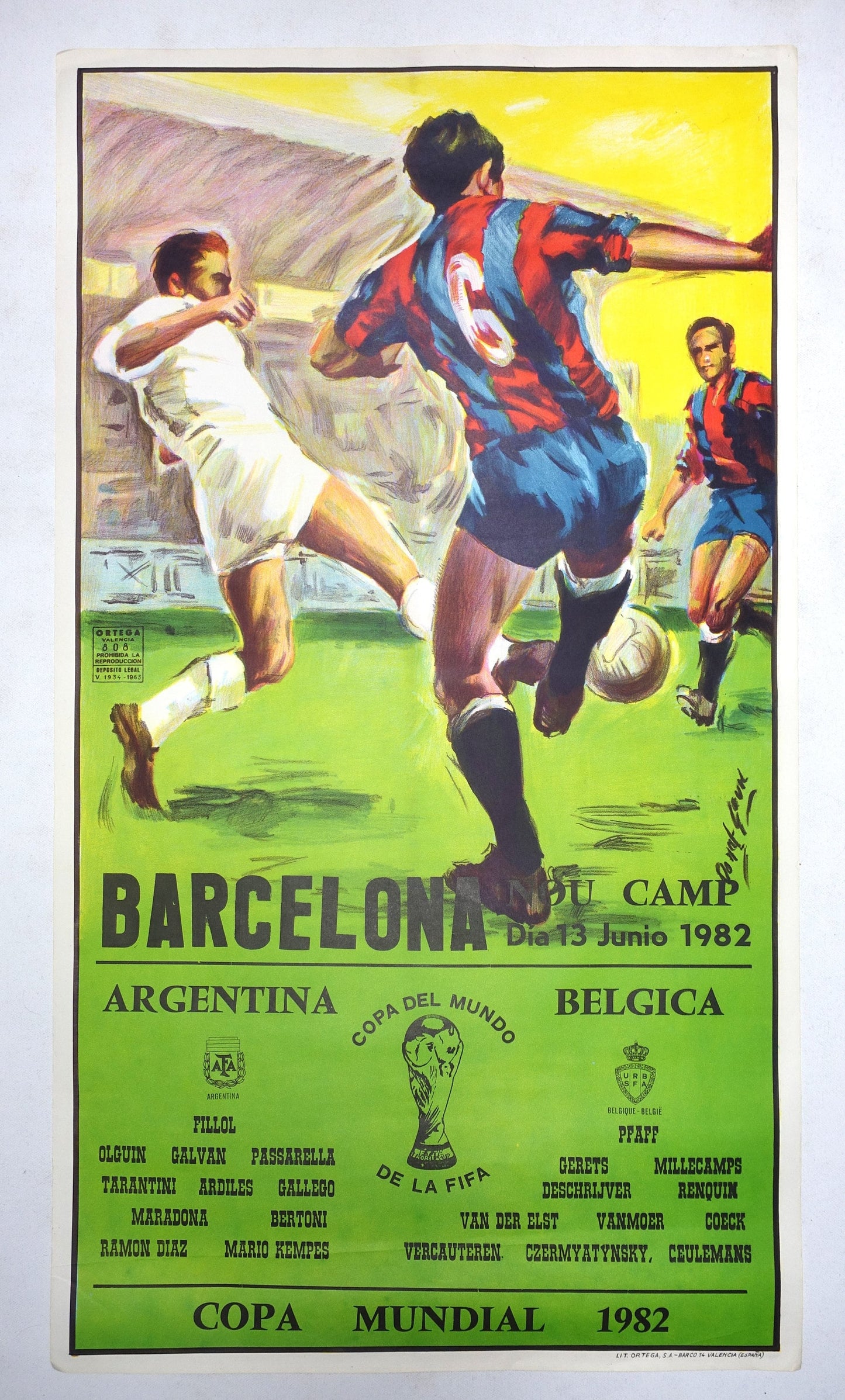 1982 World Cup (Football/Soccer) Argentina - Belgium - Original Vintage Poster