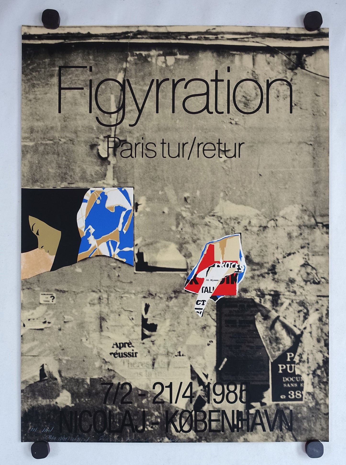 1985 Danish Art Exhibition Poster Figuration in Paris - Original Vintage Poster