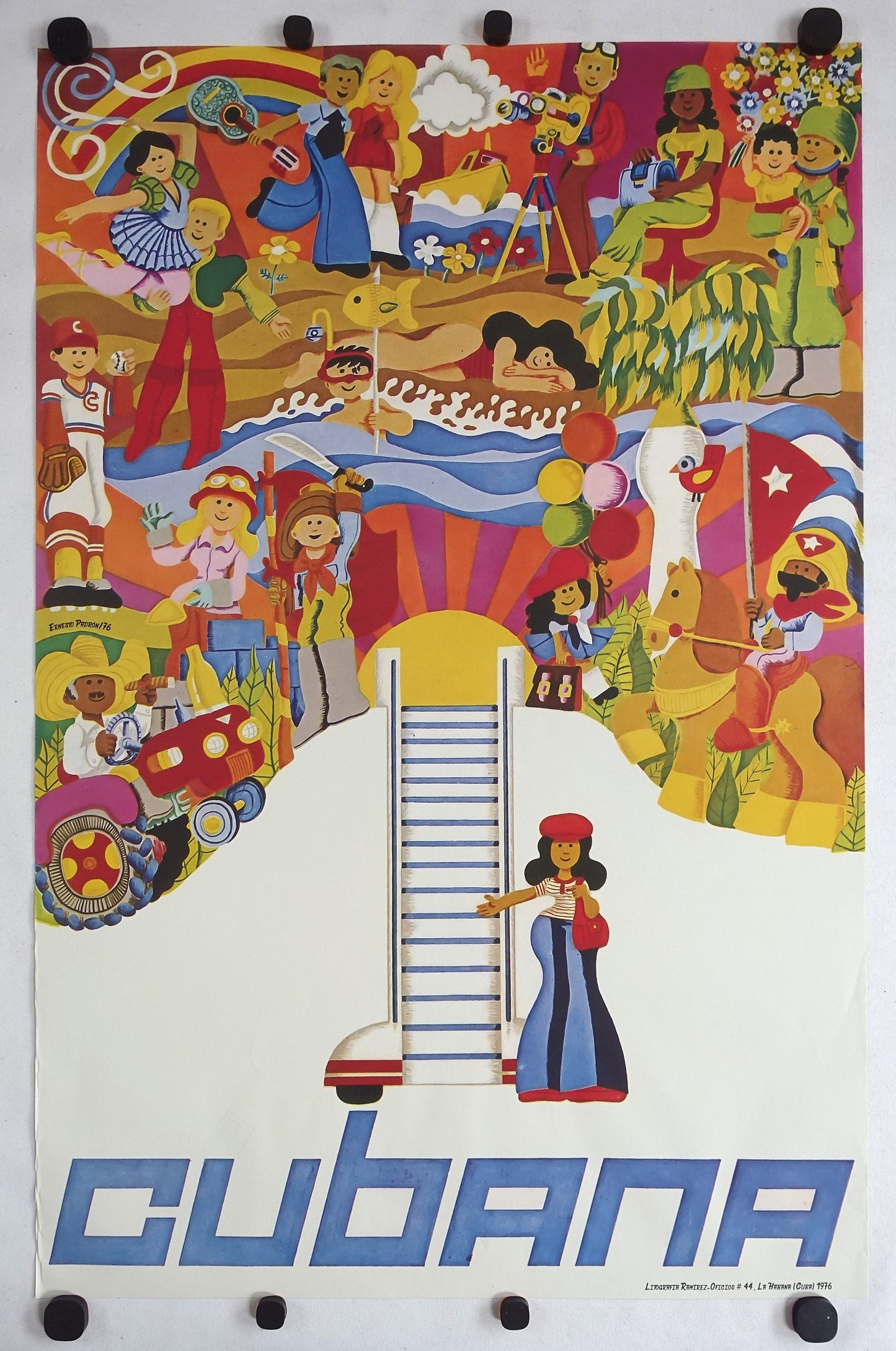 1976 Cuba Travel Poster Cubana - Original Vintage Poster